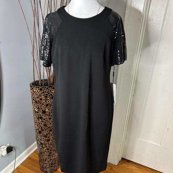 NEW 🆕 Calvin Klein Black Sequin Sheath Mini Dress - Picture 1 of 10